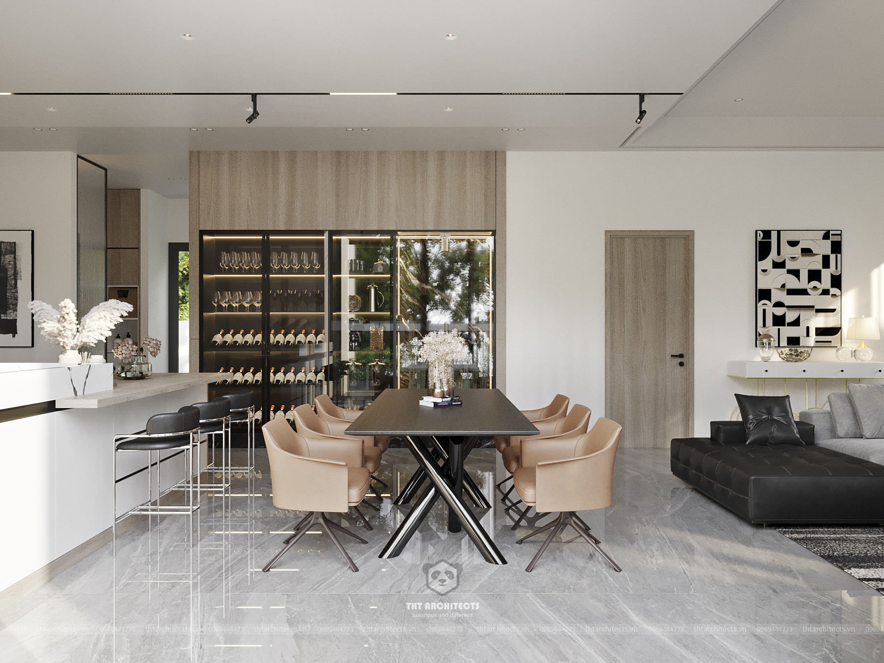 tht architects - Trường villa Bình Thuận - phòng khách bếp 08